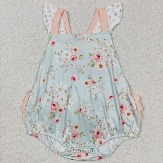 SR0336Pink Flower Green Jumpsuit