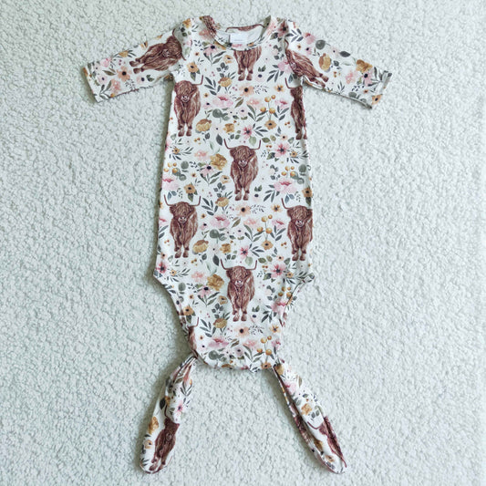 NB0013 Newbourn baby nightgown cow print milk silk