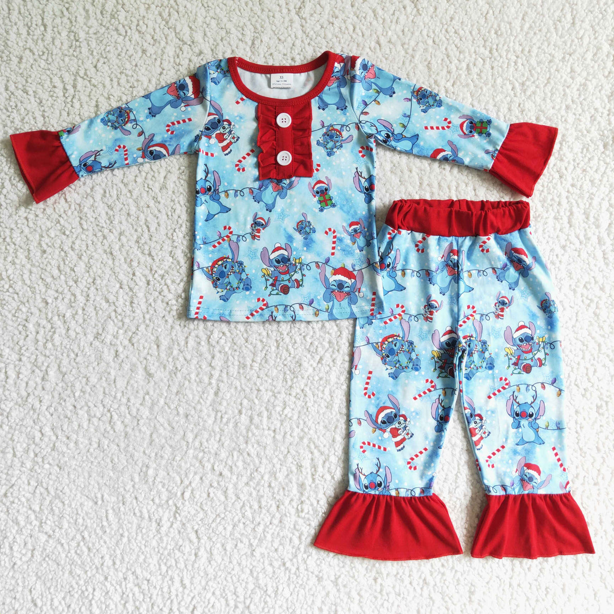 GLP0157  2pcs Christmas print long sleeve match girl's pajamas outfits