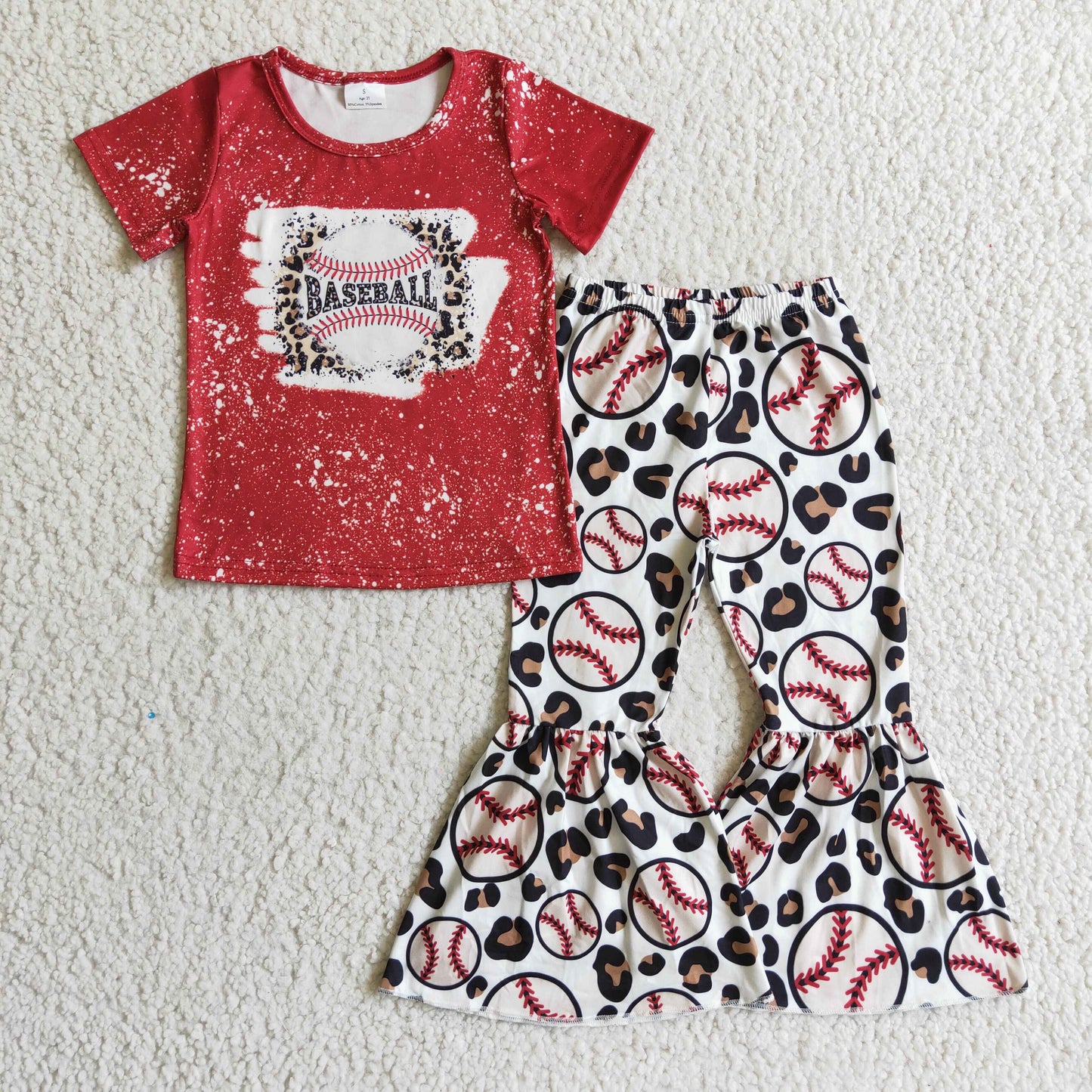 RTS NO MOQ GSPO0217 Kids Clothing Girls Short Sleeve Top And Long Pants