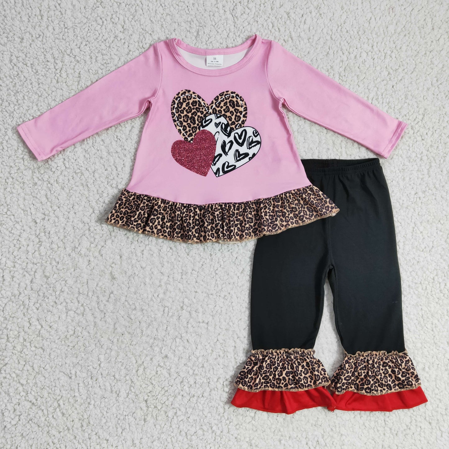 GLP0385  Valentine's Day Girls Clothing Long Sleeve Long Pants Heart Print