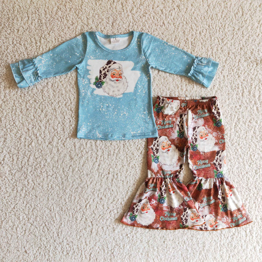 RTS NO MOQ GLP0258 girls christmas outfit long sleeve and long pants print