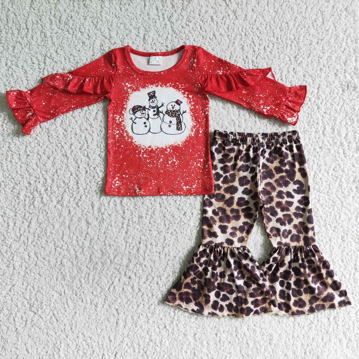 RTS NO MOQ ETA 5/7days arrived GLP0103 girls clothing long sleeve long pants  baby girl outfit milk silk snowman print