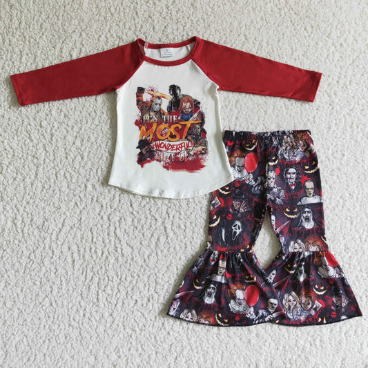 GLP0118 girls Halloween outfit long sleeve and long pants set