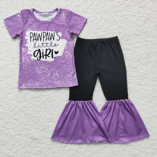 RTS NO MOQ（In Stock) GSPO0244 Kids Clothing Girls Short Sleeve Top And Long Pants Letter Print