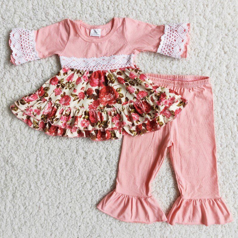girls  flower  pants sets