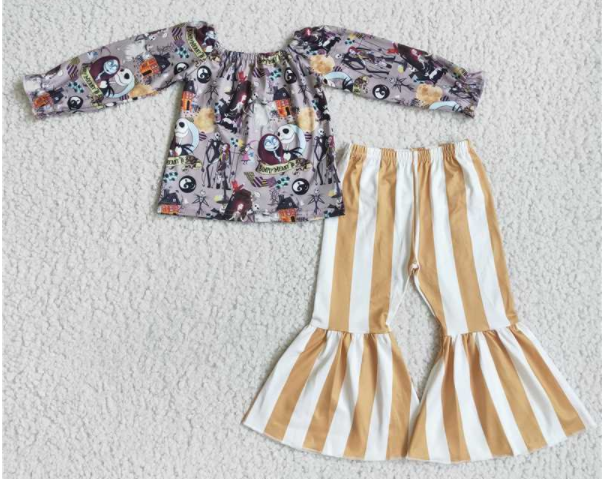 RTS NO MOQ ETA 5/7days GLP0071 girl halloween pink long sleeve trousers pajamas