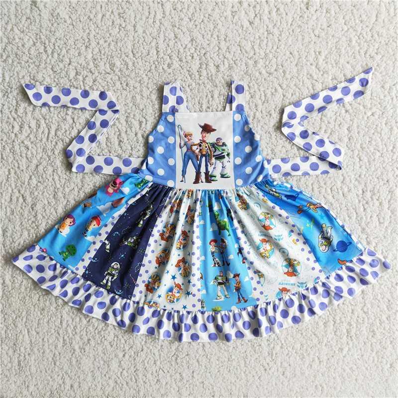 Cute Clothes A2-10 Baby girls blue color twirl dresses