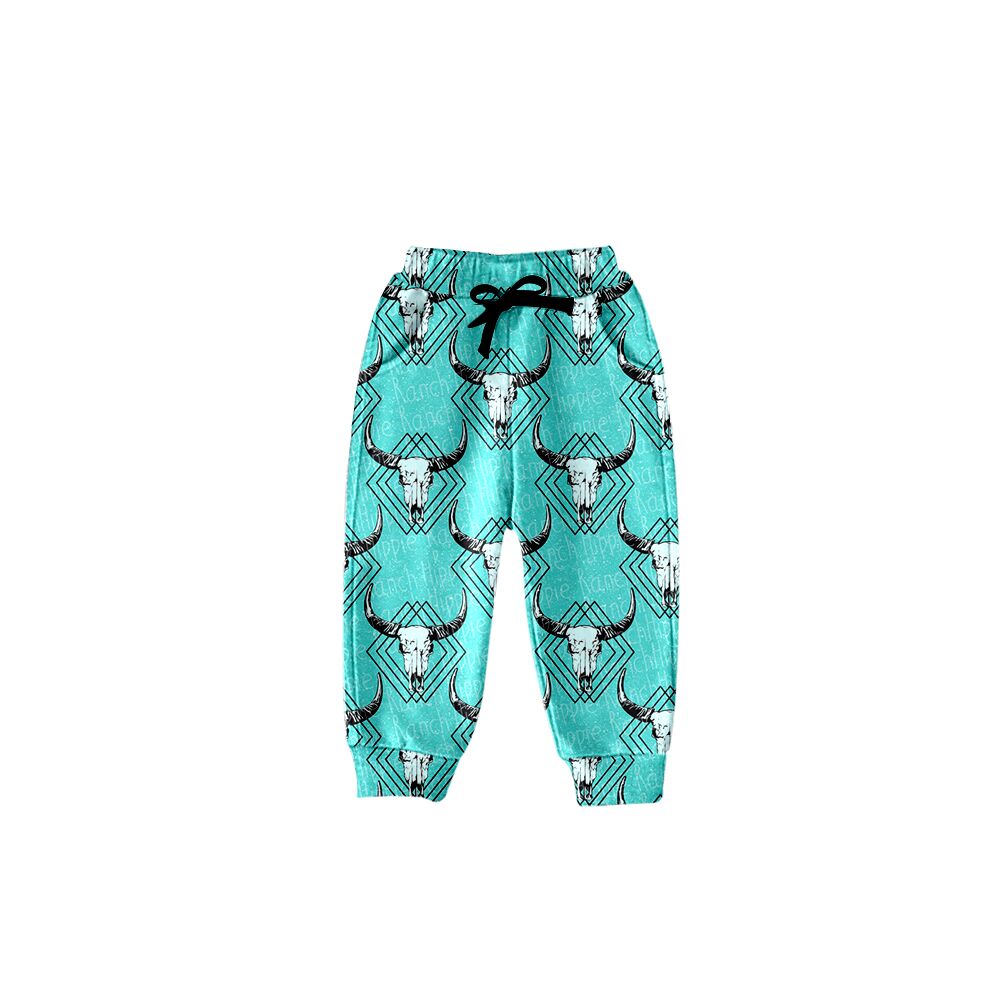boys blue bull head long pants