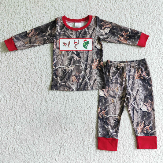 6A9-13-1 Boy's Clothing Set  Christmas  Long-Sleeved Trousers Set For Toddlers 2-Pece Set