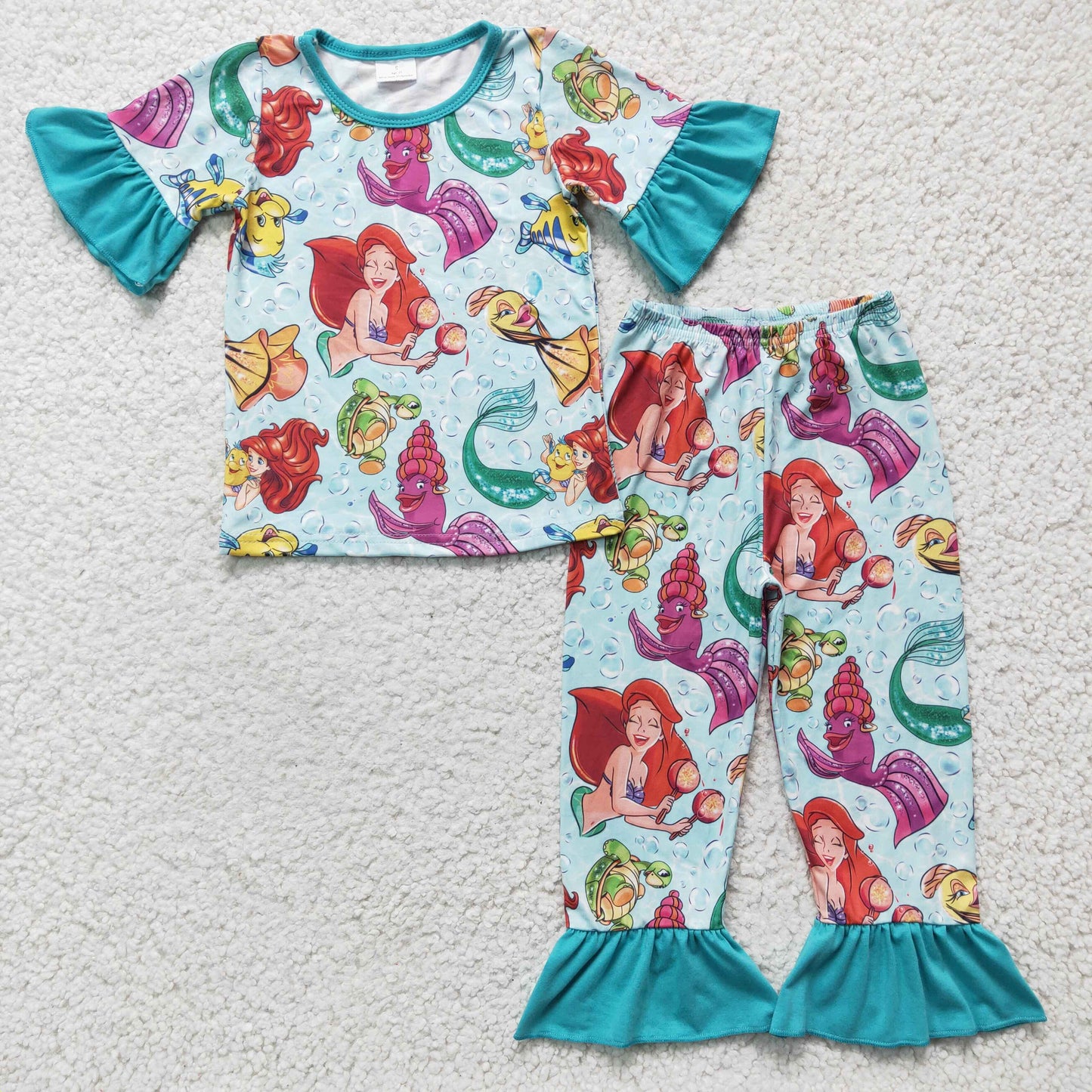GSPO0315 Kids Clothing Girls Short Sleeve Top And Long Pants Pajamas sets