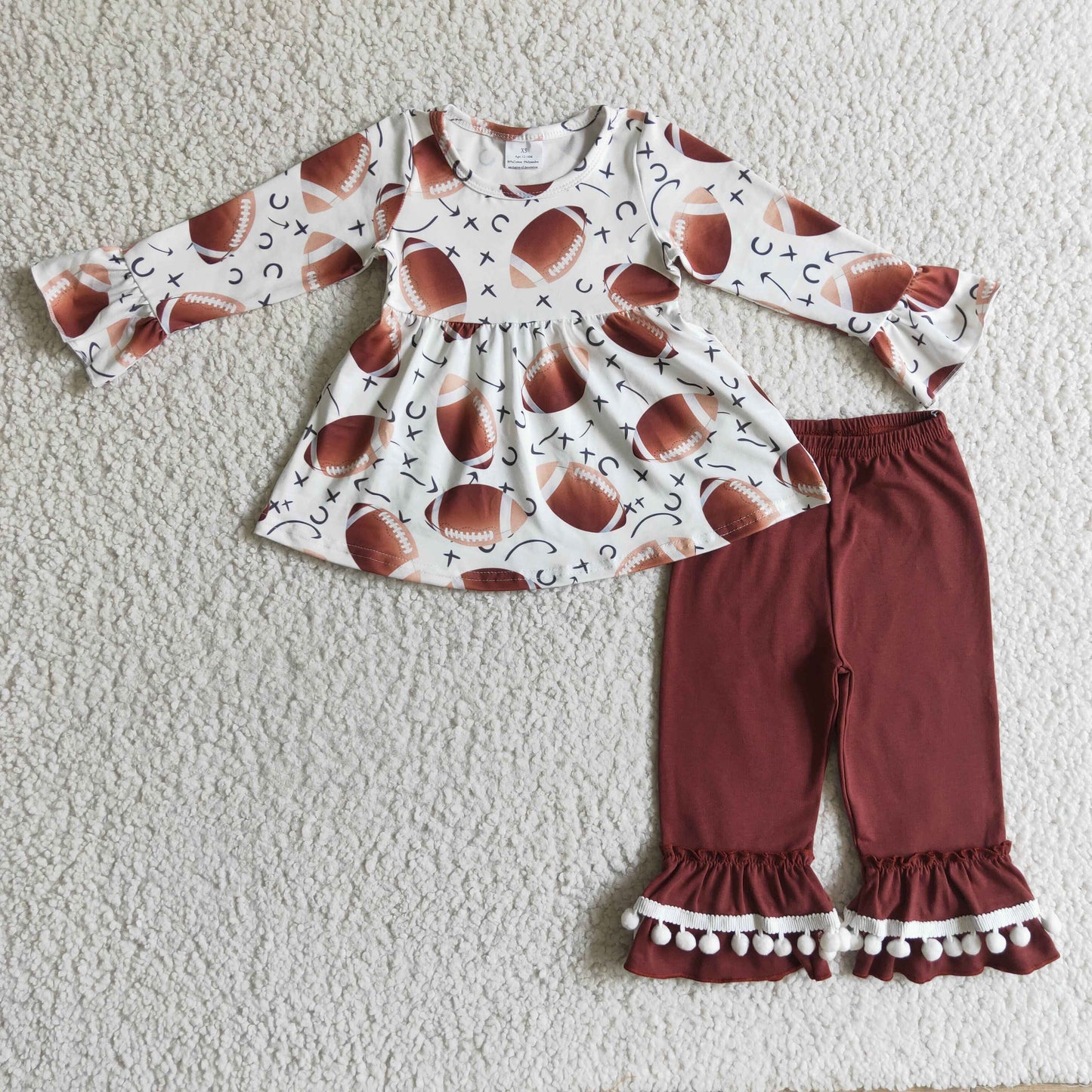 GLP0267 girls outfit long sleeve and long pants football print