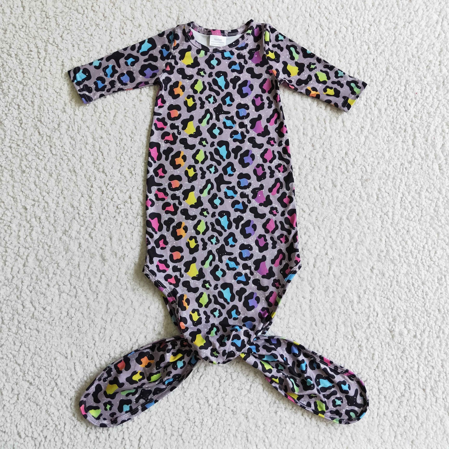 NB0014 baby nightgown long sleeve milk silk leopard print