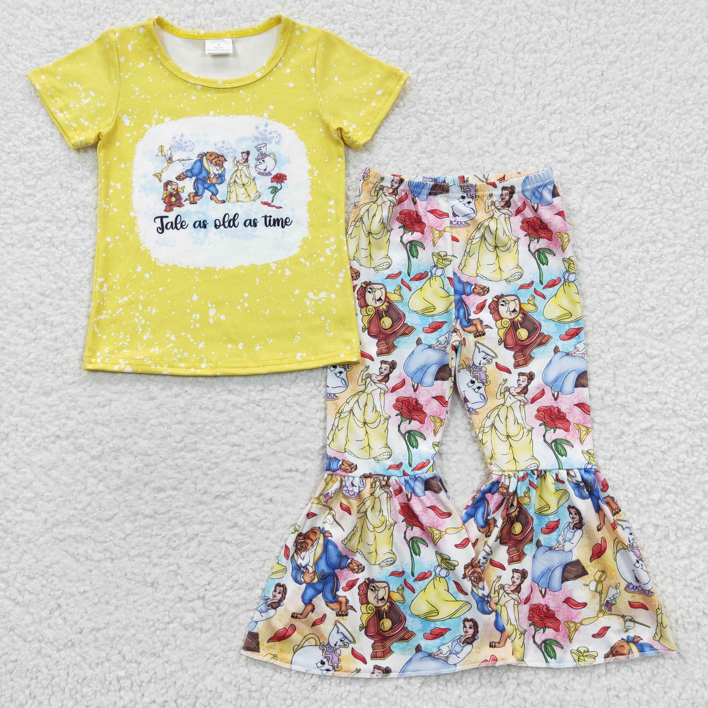 GSPO0621 Tale Beauty and the Beast Yellow Short Sleeve Pantsuit