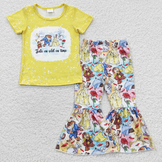 GSPO0621 Tale Beauty and the Beast Yellow Short Sleeve Pantsuit