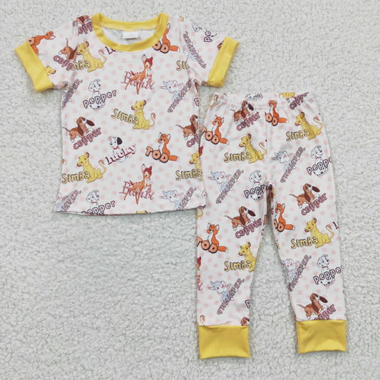 RTS NO MOQ ETA 5/7days Arrived BSPO0078 Boys Animal Simba Bambi Short Sleeve Pants Set