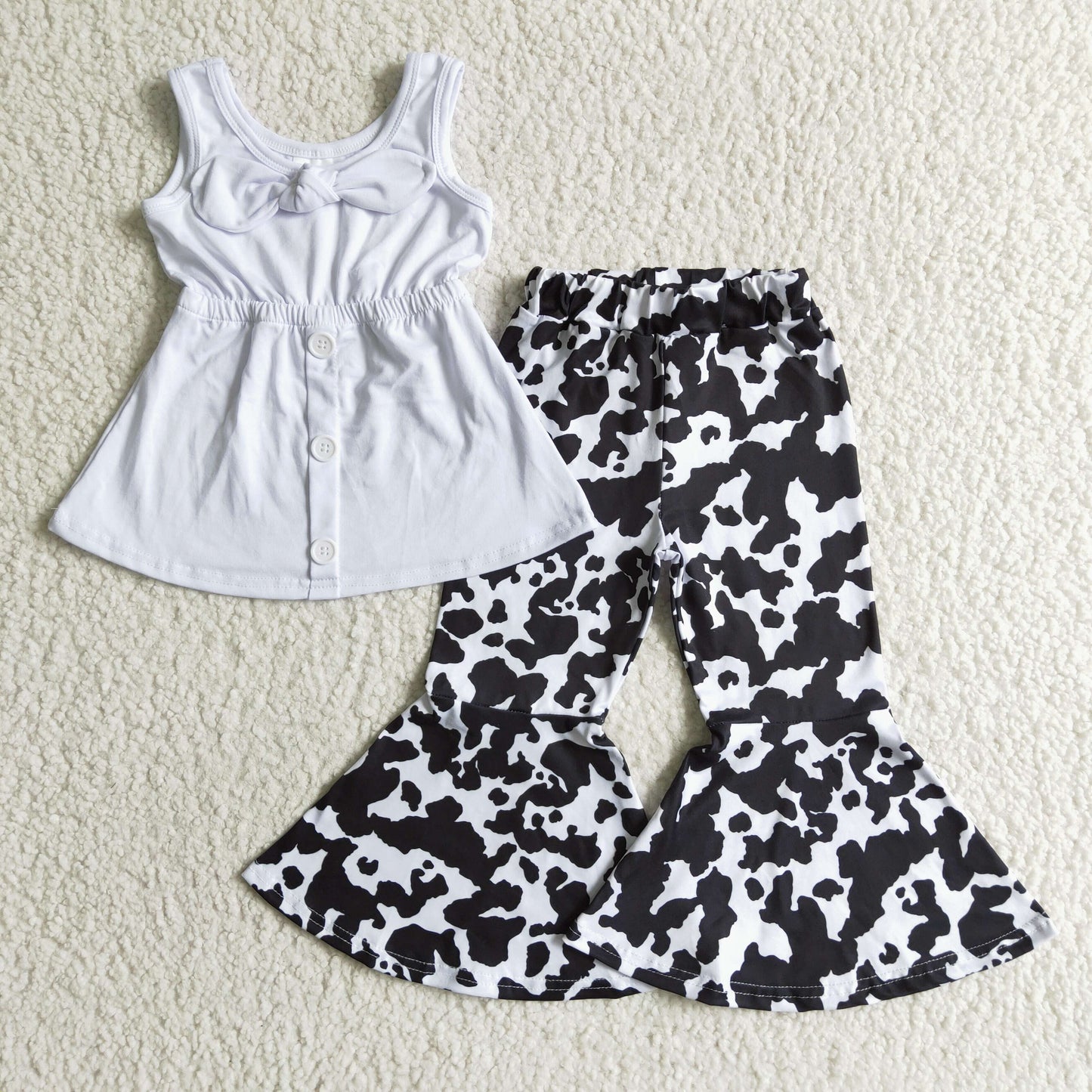 WHITE bow cotton top with pants