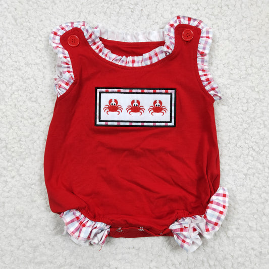 SR0156 Girls Embroidered Crab Red Tank Top Onesie