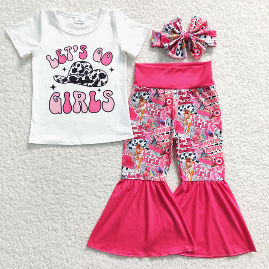 GSPO0511 Girls GIRLS hat short-sleeved rose red trouser suit