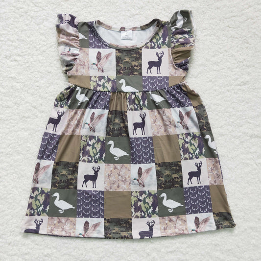 GSD0152 baby girls dress over knee clothes flying sleeve