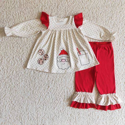 6 C11-25 girls christmas outfit long sleeve and long pants  print