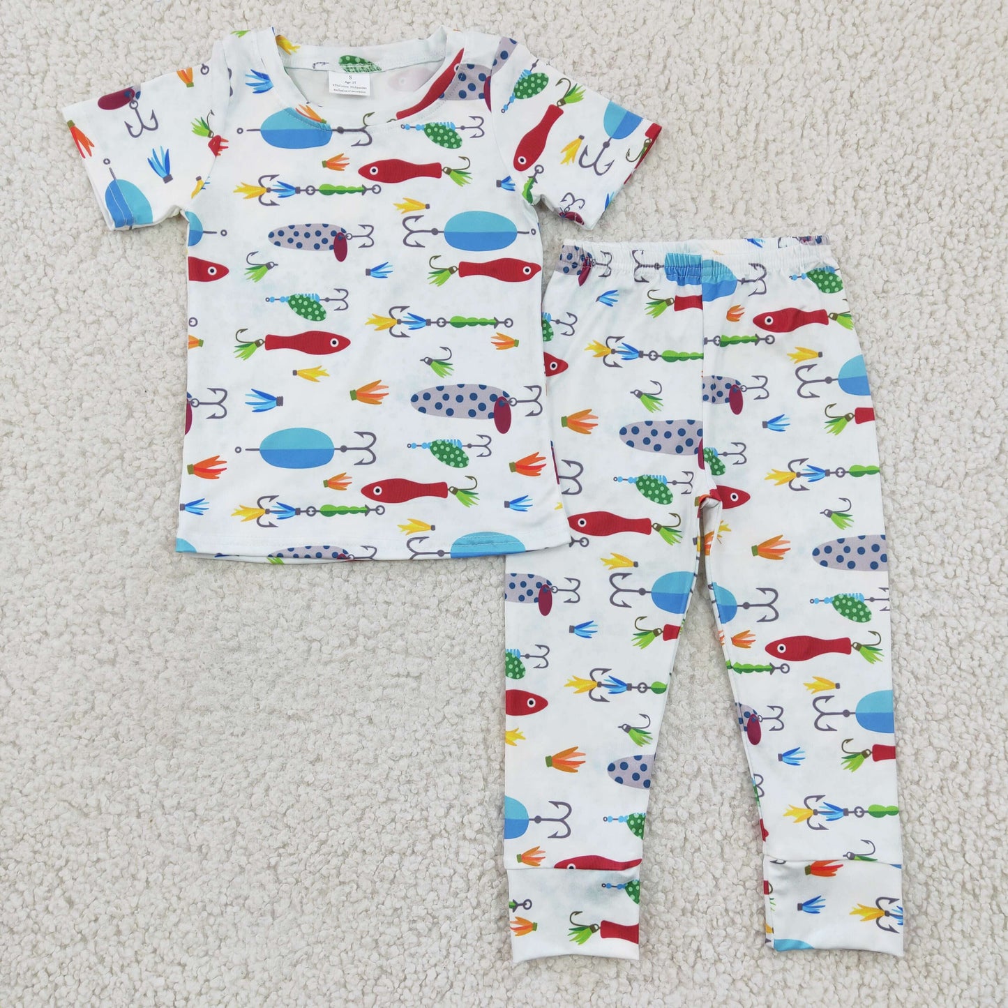 RTS NO MOQ ETA 5/7days Arrived BSPO0062 Boys Fishing White Short Sleeve Trousers Set