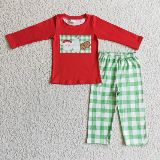 RTS NO MOQ（In Stock) BLP0109 Kids Christmas Clothing Boys Long Sleeve Top And Long Pants Pajamas Print