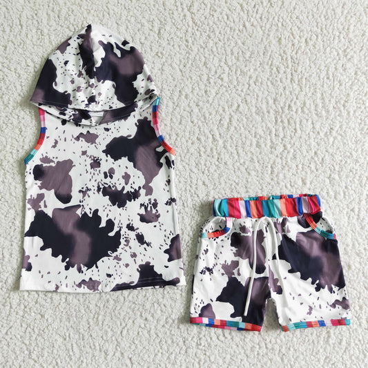 cow fabric top with shorts outfits