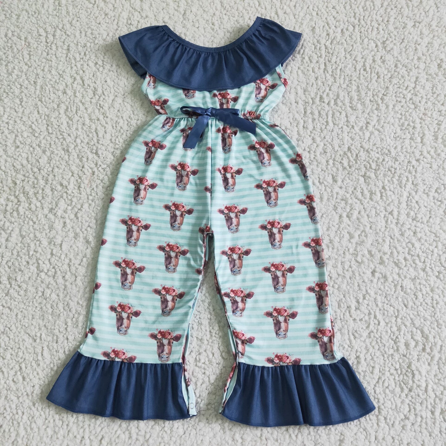 cow fabric blue all size rts
