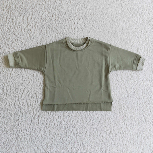 GT0062 Girl's Bean Paste Green long sleeve top