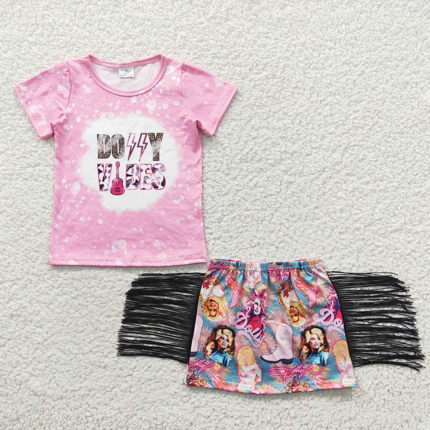 Cute Clothes GSD0317 Pink Short Sleeve Skirt Set
