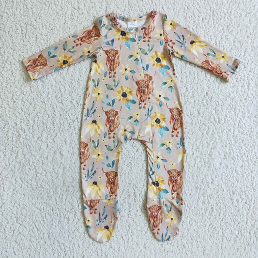 RTS NO MOQ ETA 5/7days Arrived LR0071  baby romper long sleeve long pants baby girls romper milk silk cow print