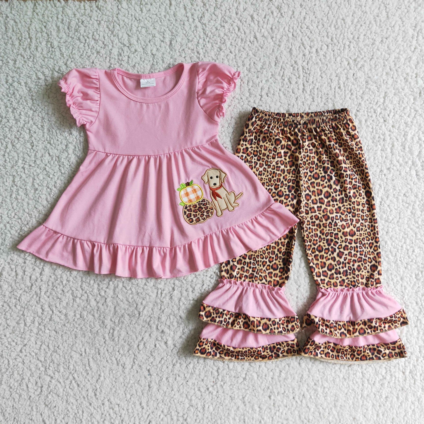 GSPO0135 Spring and Fall Girls Outfits Halloween Dresses Short-sleeved Top pumpkin print