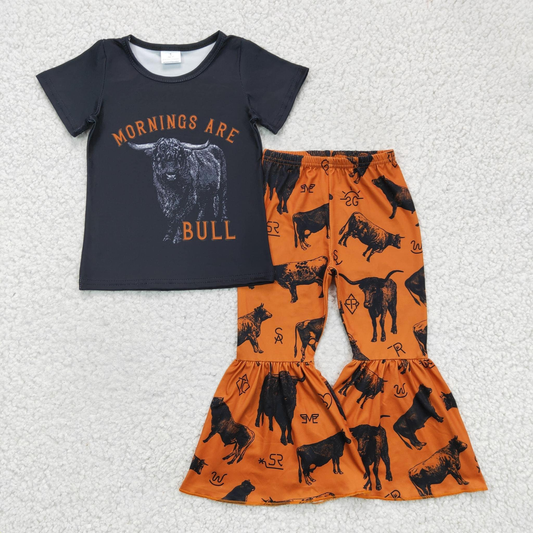 RTS NO MOQ（In Stock)  GSPO0286 black top with bell pants outfits