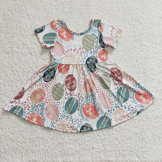 GSD0243 Girls Easter Egg Green Short Sleeve Dress