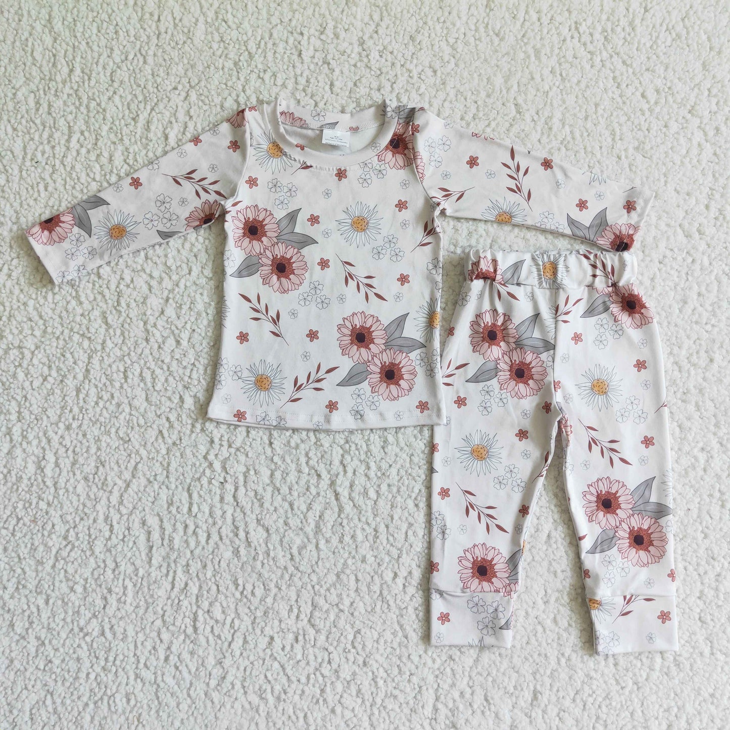 RTS NO MOQ ETA 5/7days Arrived GLP0198 kids clothing girls long sleeve top with  pants flower print