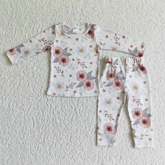 RTS NO MOQ ETA 5/7days Arrived GLP0198 kids clothing girls long sleeve top with  pants flower print