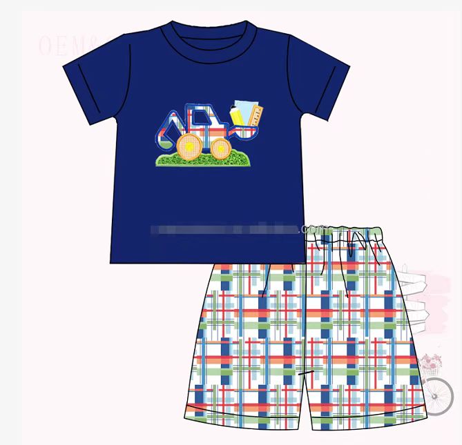 boys embriobery blue outfits