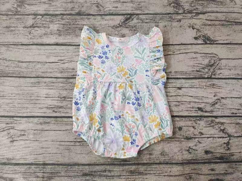 baby flying sleeve romper flower print